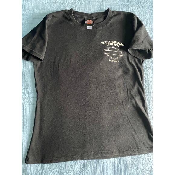 Ladies Harley Davidson Louisville KY Tee Size Large Pre Owned Black - Picture 1 of 6